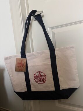 Trader Joe’s Canvas Tote Bag - cream and navy
